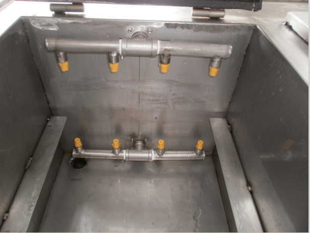 3槽式手动超声波喷淋清洗机内部喷淋系统